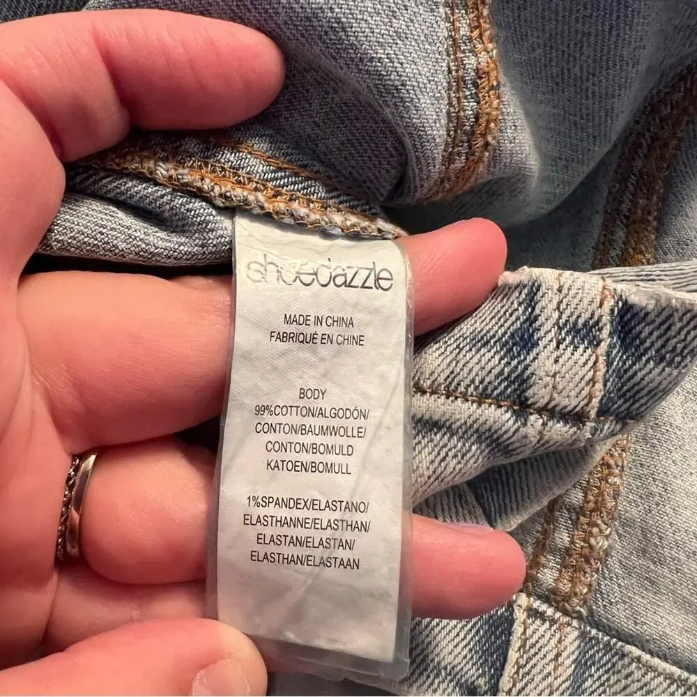 NWT Shoe Dazzle Denim Mini Dress Size Medium Measures Like XS Button Down - Picture 9 of 9